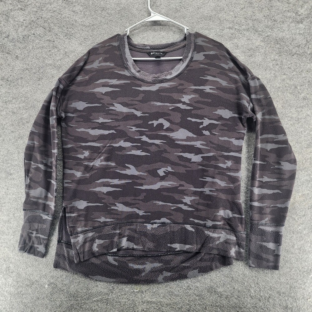 Athleta Sweatshirt Womens Medium Long Sleeve Gray Camo